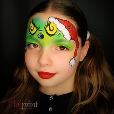 Grinch Face Paint Kids, Grinch Face Paint, Face Paint Party, Xmas Makeup, Mad Face, Fall Decor Diy Crafts