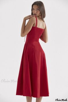 Olivia Mark - Fashionable Spaghetti Strap Dress Summer Wardrobe Staples, Floral Bustier, Waist Shapers, Midi Sundress, Split Maxi Dress, Mini Robes, Vestidos Vintage, Elegant Casual, Red Dresses