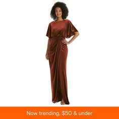 in stock Cinnamon Dress, Sleeved Velvet Dress, After Six, Velvet Maxi Dress, Velvet Maxi, Long Windows, Mother Of Bride, Designer Drapes, Dress Cover