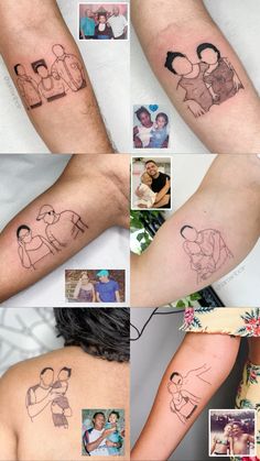 multiple pictures of people with tattoos on their arms