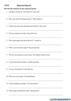 a worksheet with the words test on it