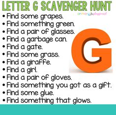 the letter g scavenger hunt