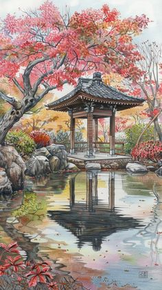 Coloring book coloring sample / japanese landscape  #Coloringbook #Coloringbooks  #coloringbookpagesprintables #coloringbookspagesprintables #coloringbookartflower #coloringbookpages #grayscalecoloringbooks Asian Reference, Chinese Watercolor Painting, Dover Publications Coloring, Clip Art Frames Borders, Pop Art Coloring Pages, Asian Landscape, Watercolor Art Landscape, Japanese Watercolor, Chinese Landscape Painting