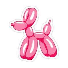 a pink balloon dog sticker on a white background