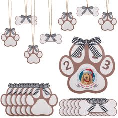 PRICES MAY VARY. Rich Quantities: the package comes with 18 pieces of dog bone ornaments, and 18 pieces of dog paw Christmas tree ornaments, 36 pieces in total, nice combinations are sufficient for meeting your daily decoration ornaments or DIY crafts projects Sturdy Material and Proper Size: these dog bone wood cutouts ornaments are made of quality wood material, coming with smooth surface and fine craftsmanship, no burr, reliable and reusable, and not easy to deform or fade, which can serve yo Dog Bone Ornaments, Wood Diy Projects, Client Gifts Christmas, Paw Ornament, Dog Scrapbook, Christmas Cutouts, Personalized Dog Ornament, Dog Grooming Business, Wooden Tags