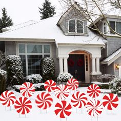 PRICES MAY VARY. 【Package Includes】Peppermint yard signs set includes 12 Pieces Double Printed Christmas Peppermint sign Shapes,2 long ribbons for hanging and 24 plastic stakes for displaying. Make your holiday vibrant and funny, PERFECT FOR ANY LOCATION! . 【Double Printed】Round peppermint shape cutouts 11 x 11 inches, Larger and printed on both sides so they will look amazing anywhere you choose to display them. 12 Pieces peppermint, enough for your Christmas Decorations both indoor&outdoor. 【W Candy Garden, Outdoor Christmas Party, Porch Trees, Christmas Yard Decorations, Yard Decorations, Christmas Outdoor, Christmas Projects Diy, Christmas Yard, Outdoor Holidays