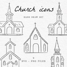 the church icons are drawn in black and white