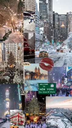 a collage of photos with the words new york on it