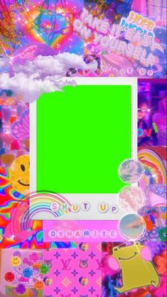 an image of a green screen surrounded by many stickers