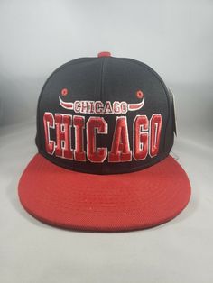 New Chicago Bulls Hat NBA Basketball Snapback Adjustable. Black cap with red bill.  Embroidered front.  Beautiful style Casual Black Fitted Hat With Letter Print, Red Snapback Fitted Hat, Red Snapback Casual Fitted Hat, Red Casual Snapback Hat For Sports Events, Red Casual Snapback Fitted Hat, Casual Red Snapback Hat With Flat Bill, Casual Red Fitted Hat For Streetwear, Red Snapback Hat For Streetwear And Baseball Season, Red Casual Snapback Hat For Sports