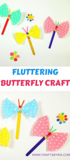 paper butterfly craft for kids to make with the words fluttering and butterflies on them