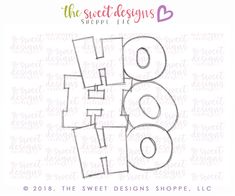 the sweet designs shophop logo with the words ho hoo in black and white