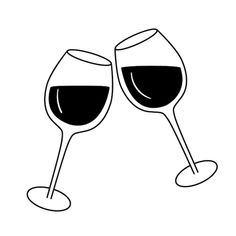 two glasses of wine are sitting next to each other