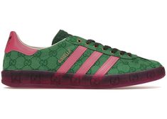 adidas x Gucci Gazelle Green GG Monogram (Women's) Gucci Gazelle Green, Adidas X Gucci, Luxe Swimwear, Adidas Gucci, Gucci Adidas, Luxe Clothing, Gg Monogram, Gucci Fashion, Hot Sneakers