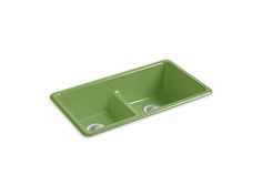 a green kitchen sink on a white background