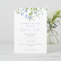 Something Blue Before I Do Floral Bridal Shower Invitation | Zazzle