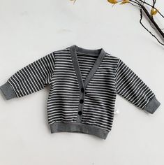 Super cute! Striped Coat, Leather Messenger Bag Men, Knitted Jacket, Blue Black Color, Jacket Cardigan, Little Outfits, Baby Winter, Striped Cardigan