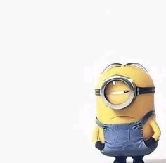 a minion holding a magnifying glass in front of it's face