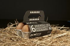 an egg in a carton sitting on top of straw