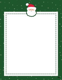 a christmas card with a santa clause on the front and green background, which has white dots