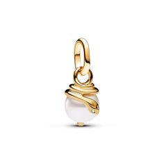 Fuse elegance and edginess with the Pandora ME Snake Pearlescent Mini Dangle Charm. A 14k gold-plated snake wraps around the top of a lacquered artificial pearl, its head slightly separated from its body. The snake's head features grooved detailing and sparkling stones as eyes. A symbol of transformation and healing, wear this snake charm as a reminder of who you've been and who you can become at any moment. Can only be styled on openable links. Bracelet not included with purchase. Pandora Style Gold Snake Jewelry, Pandora Me, Snake Pendant, Snake Jewelry, Jewellery Inspiration, Pandora Style, Gold Snake, Dangle Charms, Pretty Jewellery