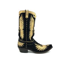 Men's Black Suede and Gold Cowboy Boots - Los Angeles – Boot Star USA Gold Cowboy Boots, Star Boots, Metallic Gold, Black Heels, Cowhide Leather, Black Suede, Cowboy Boots, Pre Order, Gold Metal