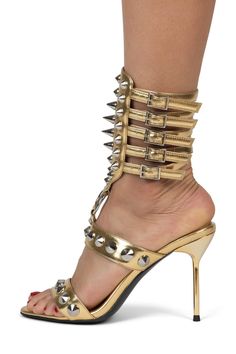 THREE-6-5 Heeled Sandal YYH Gold Silver 6 Fancy Heels, Gladiator Sandals Heels, Platform Flats, Gladiator Heels, Party Girl, Arm Cuff, Heeled Sandal, Jeffrey Campbell Shoes, Party Girls