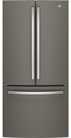 a stainless steel refrigerator freezer with two doors