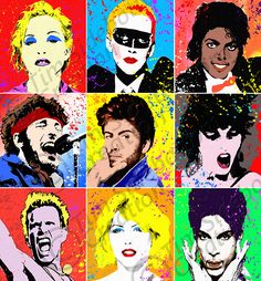 an image of the faces of actors in pop art