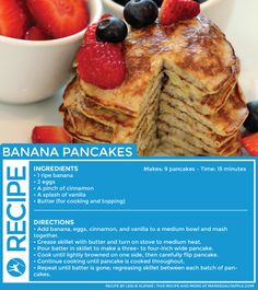 the recipe for banana pancakes has berries on top