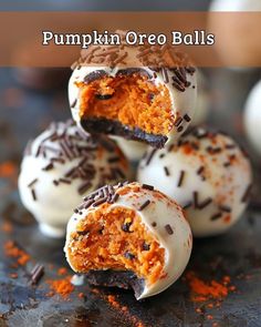 pumpkin oreo balls with chocolate and sprinkles