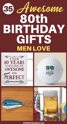 birthday gifts for men with the words awesome 30th birthday gifts, and an image of a golf ball