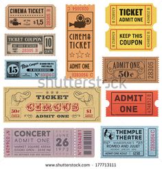 vintage movie ticket templates for any type of event or special occasion, such as