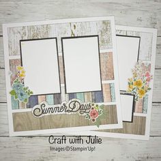 two frames with flowers on them and the words summer days are placed in front of each other