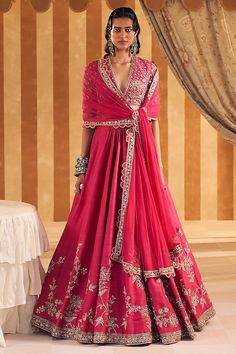 Hot Pink Raw Silk Cutdana Embroidered Lehenga Set by Rachit Khanna at Pernia's Pop Up Shop 2024 Rachit Khanna, Punjabi Suit Boutique, Punjabi Suit, Indian Fashion Designers, Pernia Pop Up Shop, Punjabi Suits, Raw Silk, Pop Up Shop