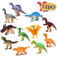 Dinosaur Party Supplies: Our pack includes 72 mini dinosaur figures in 12 different styles, featuring popular dinosaurs like T-rex, Stegosaurus, Monoclonius, Acanthosis, Ceratosaurus, Brachiosaurus, and more. Mini Dinosaur Figures: Our mini dinos enhance hand-eye coordination and creativity in both boys and girls. They also make great rewards for home-school classrooms, encouraging educational play. Versatile and Unique: Our mini dinosaur figures are a unique addition to dino-themed party decora Toys Birthday Party, Eggs Basket, Dinosaur Figures, Dinosaur Party Supplies, Dinosaur Birthday Party Decorations, Tiny Dinosaur, Dinosaur Toys For Kids, Cupcakes For Boys, Educational Play