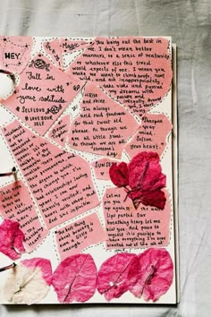 Pink rose scrapbook Scrapbook Beginner, Scrapbook Journal Ideas, Travel Journal Scrapbook, Album Journal, Love Scrapbook, Diy Birthday Gifts For Friends, Diy Journal Books, Bumbo, Diary Decoration