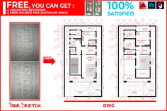 the floor plan for an apartment building with two floors and three levels, in different directions