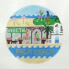 the cross stitch pattern shows a beach house with people on it