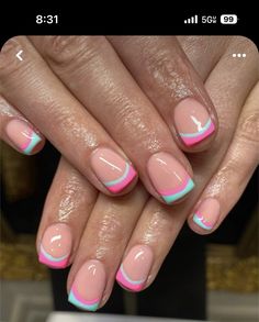 Simple Dip Nails Short, Glammed Nails, Tips Nails Design, Nail Art Creative, Barbie Dance, Donut Candles, Winter Nail Art Designs, Boring Nails, Pink Tip Nails