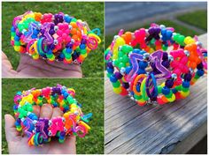 Unique Kandi Ideas, Rave Necessities, Kandi Inspo Cuff, Kandi Goggles, Kawaii Bracelet, Neon Bracelets