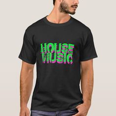 House Music t shirt in neon colors, Men's, Size: Adult L, Black Gender: male. Neon On Black, Music T Shirt, Neon Shirts, Handwritten Letters, Letter T, Neon Color, T Shirt For Women, House Music, Shirt For Women