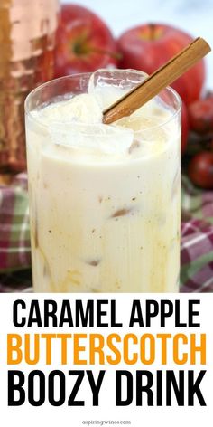 Caramel Apple Cocktail | Caramel Cocktail Recipe | Apple Cocktail Recipe | Caramel Apple Butterscotch Cocktail | Caramel Apple Butterscotch Recipe via @aspiringwinos Butterscotch Cocktail, Caramel Apple Cocktail, Apple Cocktail, Fall Cocktails Recipes, Mixed Drinks Alcohol, Yummy Alcoholic Drinks