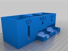 a blue plastic container with two compartments for each compartment and the word aa on it