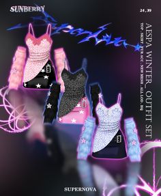 an advertisement for sundry's latest collection of clothing and accessories, featuring dresses with stars on them