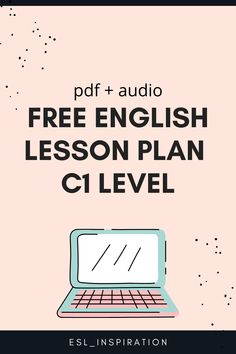 a laptop with the text free english lesson plan clavel on it and an image of