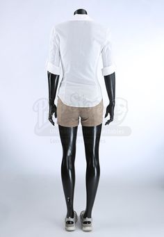 a mannequin wearing shorts and a white shirt