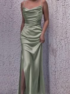 Sheath Cowl Neck Sage Green Silk Satin Evening Dresses sold by SheDress on Storenvy Ombre Wallpaper, Classy Prom, Chique Outfit, Green Silk Dresses, Silk Chemise, Classy Prom Dresses, Stunning Prom Dresses, Satin Evening Dresses, Prom Dress Inspiration