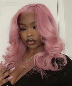 Pink Type 4 Hair, Two Dyed Hair, Baddie Pink Makeup, Light Pink Hair Black Women, Pink Hair Tan Skin, Pink Hair On Brown Skin, Pink Hair Brown Skin, Hair Styles Bangs, Pink Hair Black Women