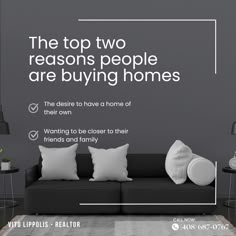 the top two reason people are buying homes is to buy their own living room wanting to be closer to their friends and family